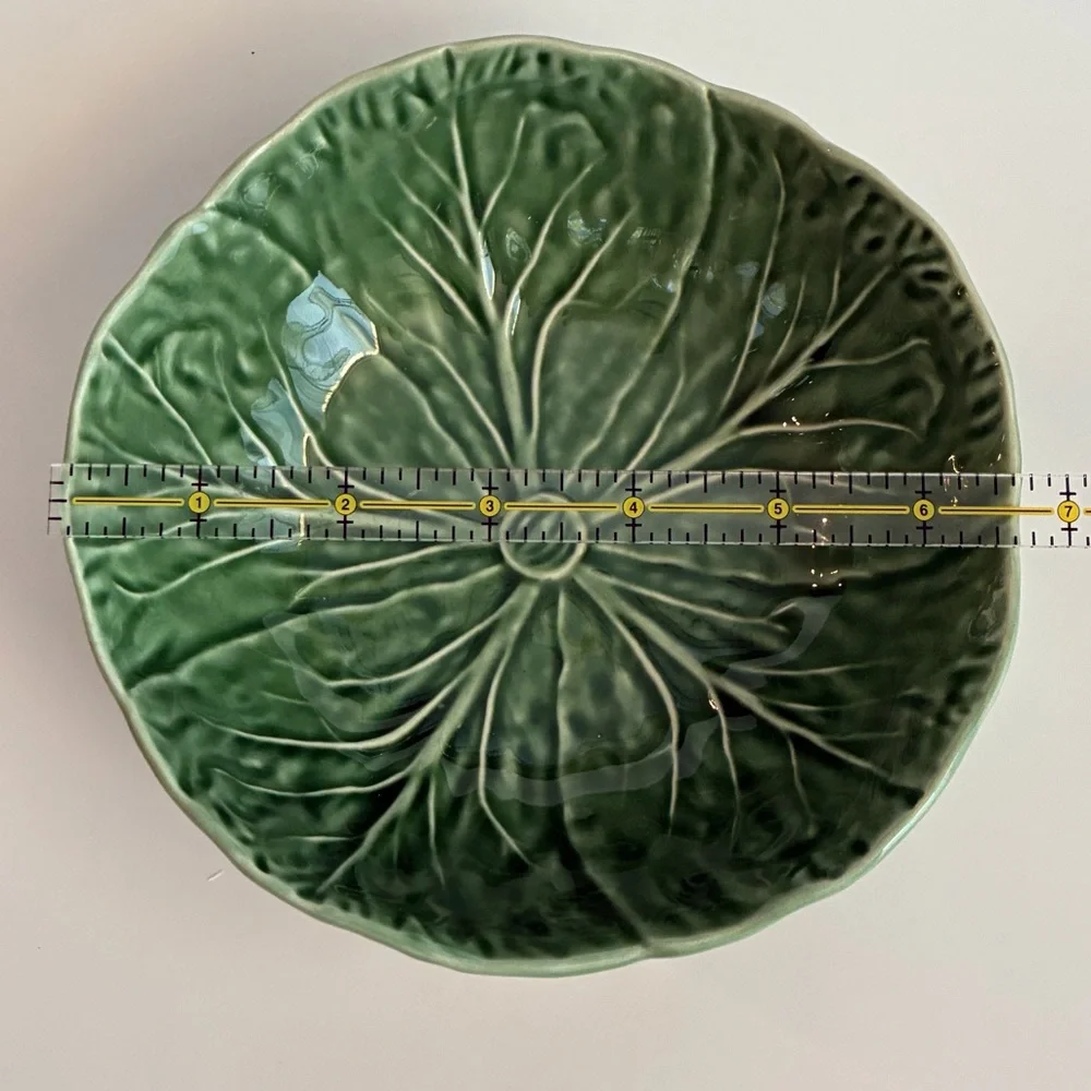 Vintage San Raphael Bordallo Pinheiro Green Cabbage Salad Accent Bowl 6.5” EUC